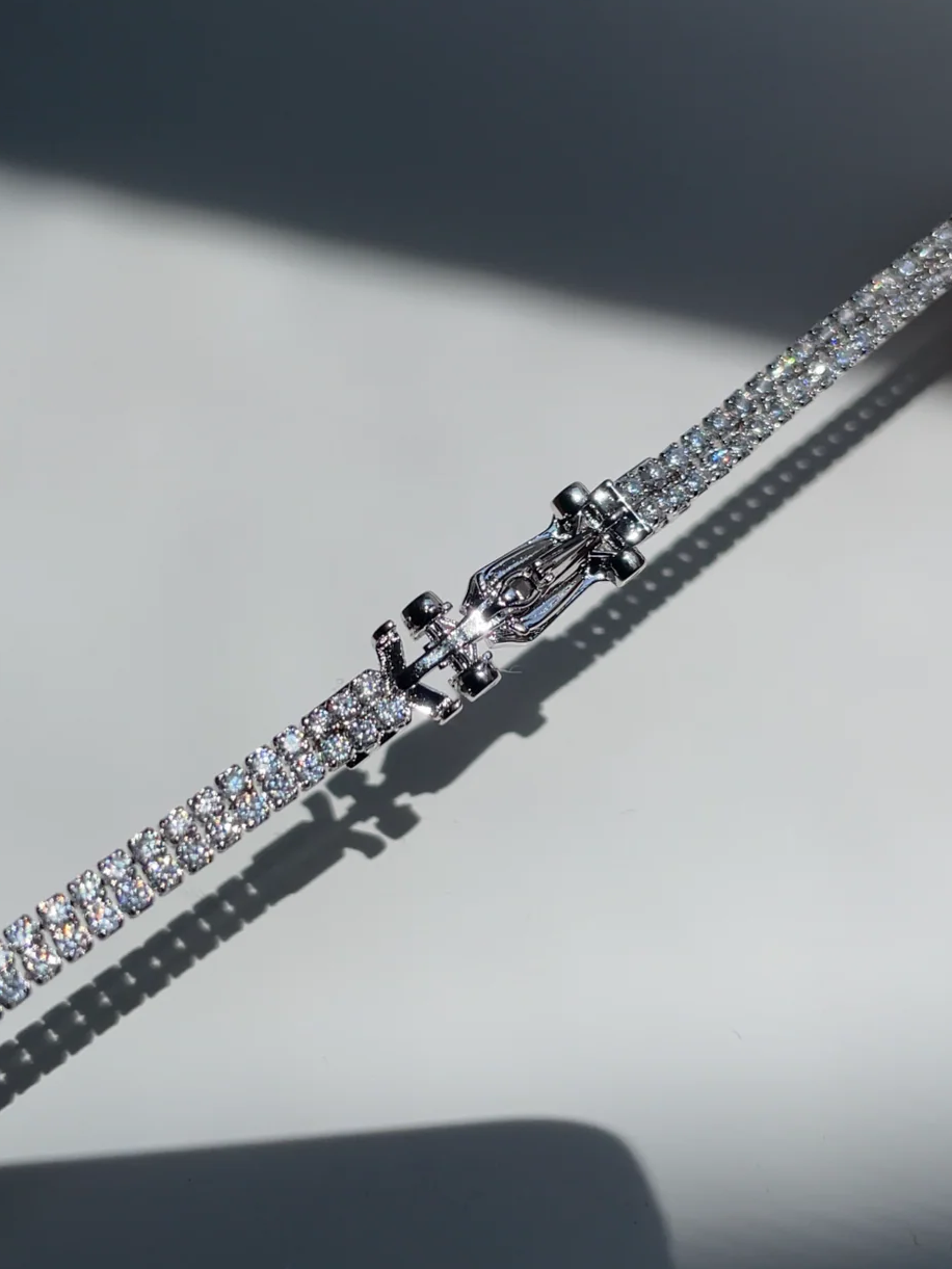 Close-up of a diamond bracelet on a light background